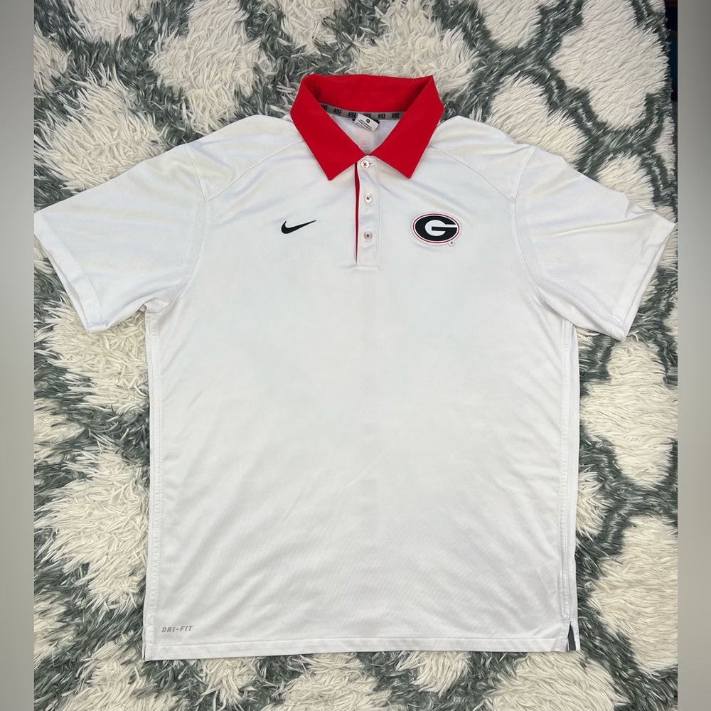Nike Men's White UGA University of Georgia Casual Polo Shirt Size XLarge